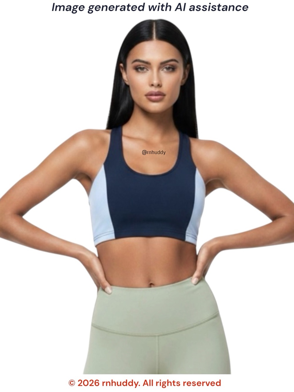 Move Theology S navy blue color block sports bra